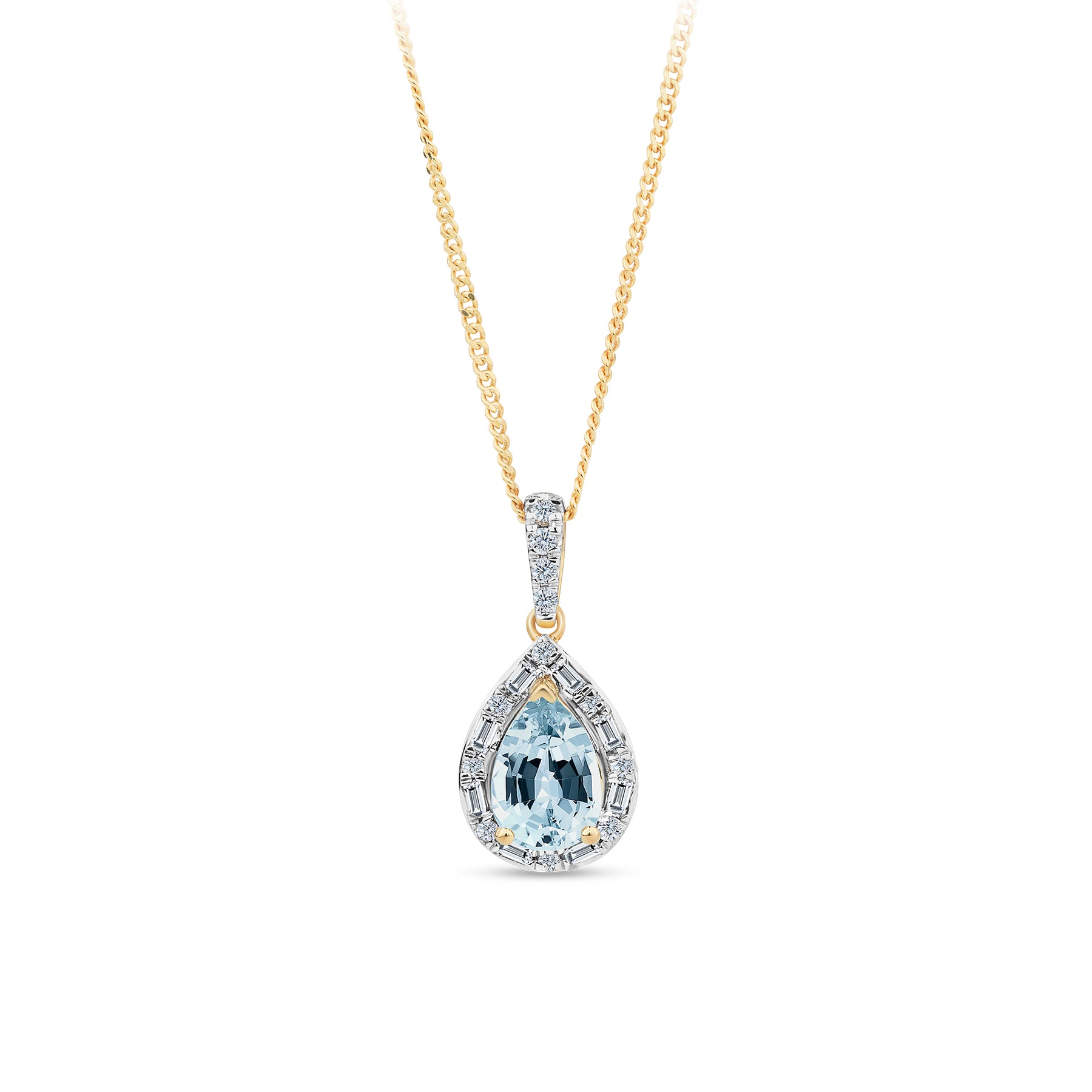 Topaz & 0.14ct TW Diamond Halo Pendant in 9ct Yellow Gold