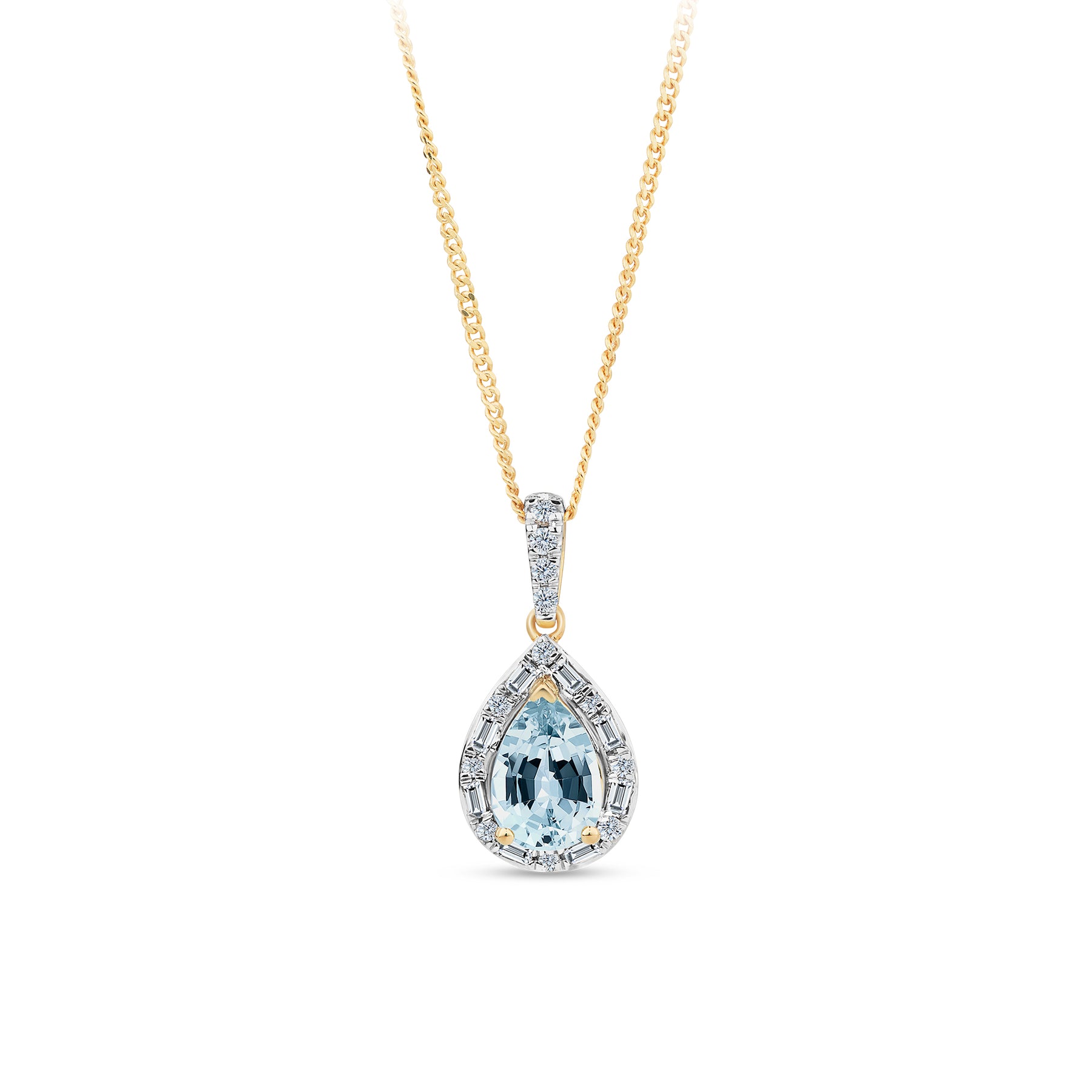 Topaz &  0.14ct TW Diamond Halo Pendant in 9ct Yellow Gold