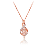Oval Cut Morganite and Diamond Pendant in 9ct Rose Gold