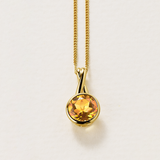 Round Citrine Twist Bezel Set Pendant in 9ct Yellow Gold