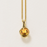 Round Citrine Twist Bezel Set Pendant in 9ct Yellow Gold