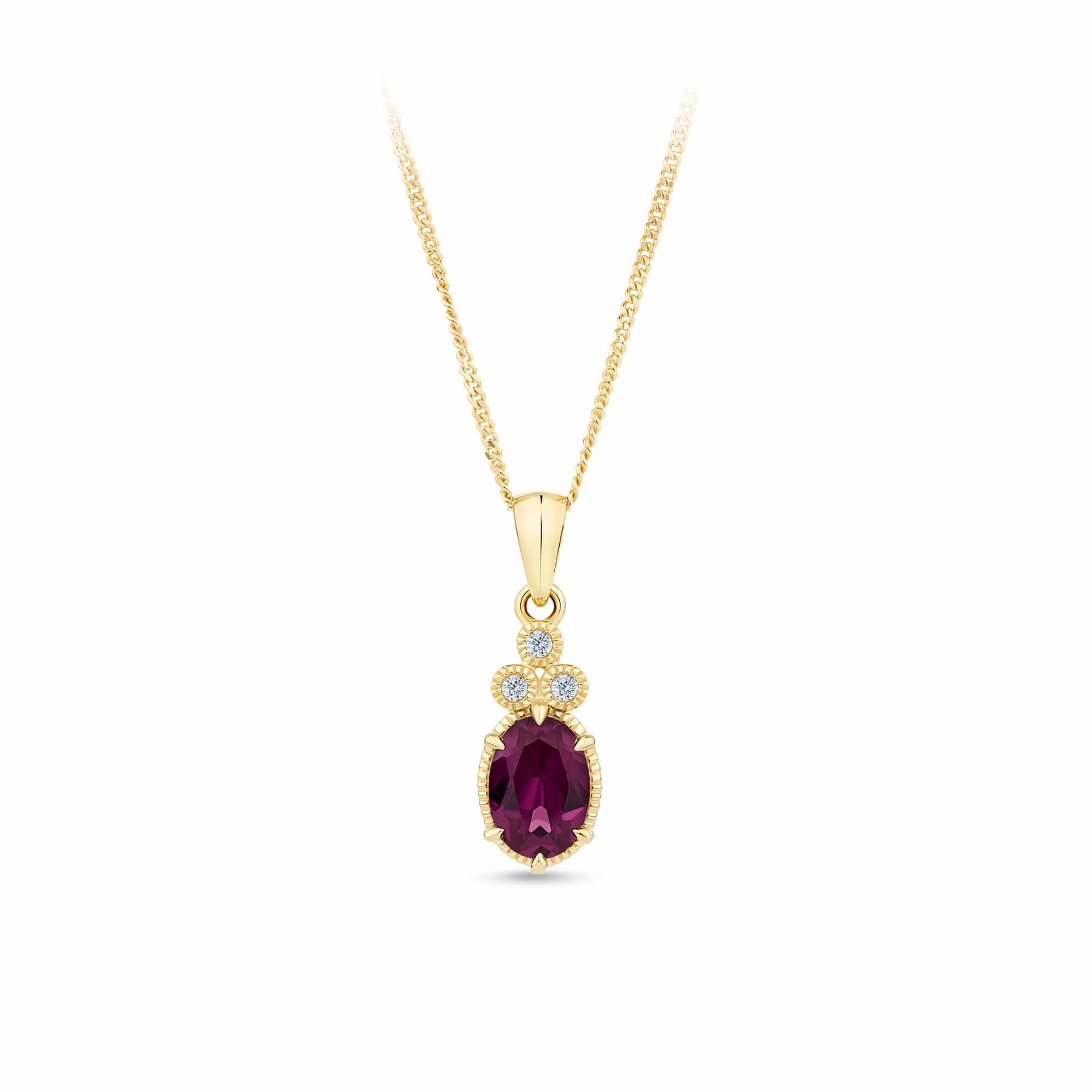 Rhodolite Garnet & 1.10ct TW Diamond Pendantin 9ct Yellow Gold
