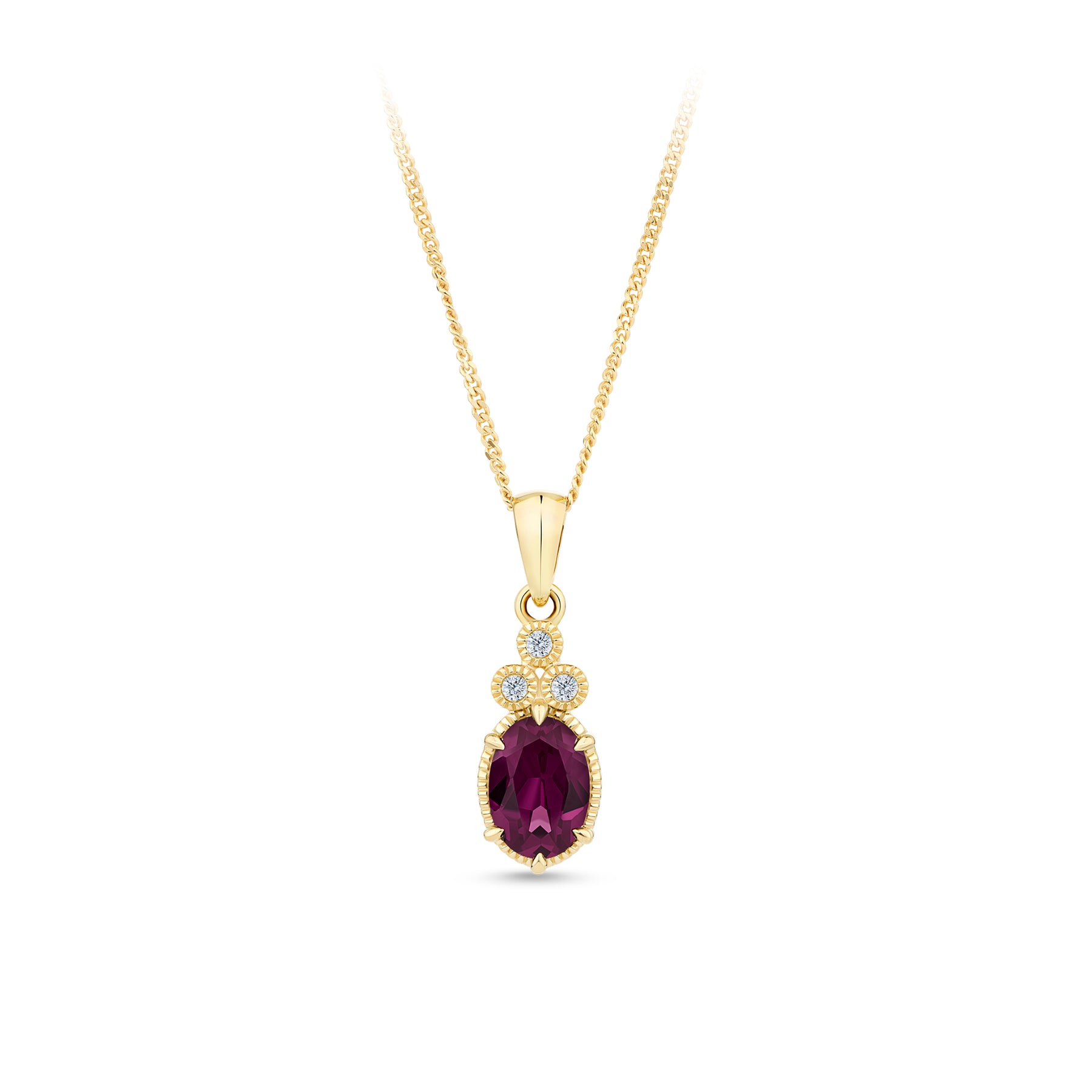 Rhodolite Garnet & 1.10ct TW Diamond Pendant  in 9ct Yellow Gold