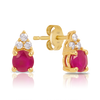 Ruby & Diamond Stud Earrings in 9ct Yellow Gold