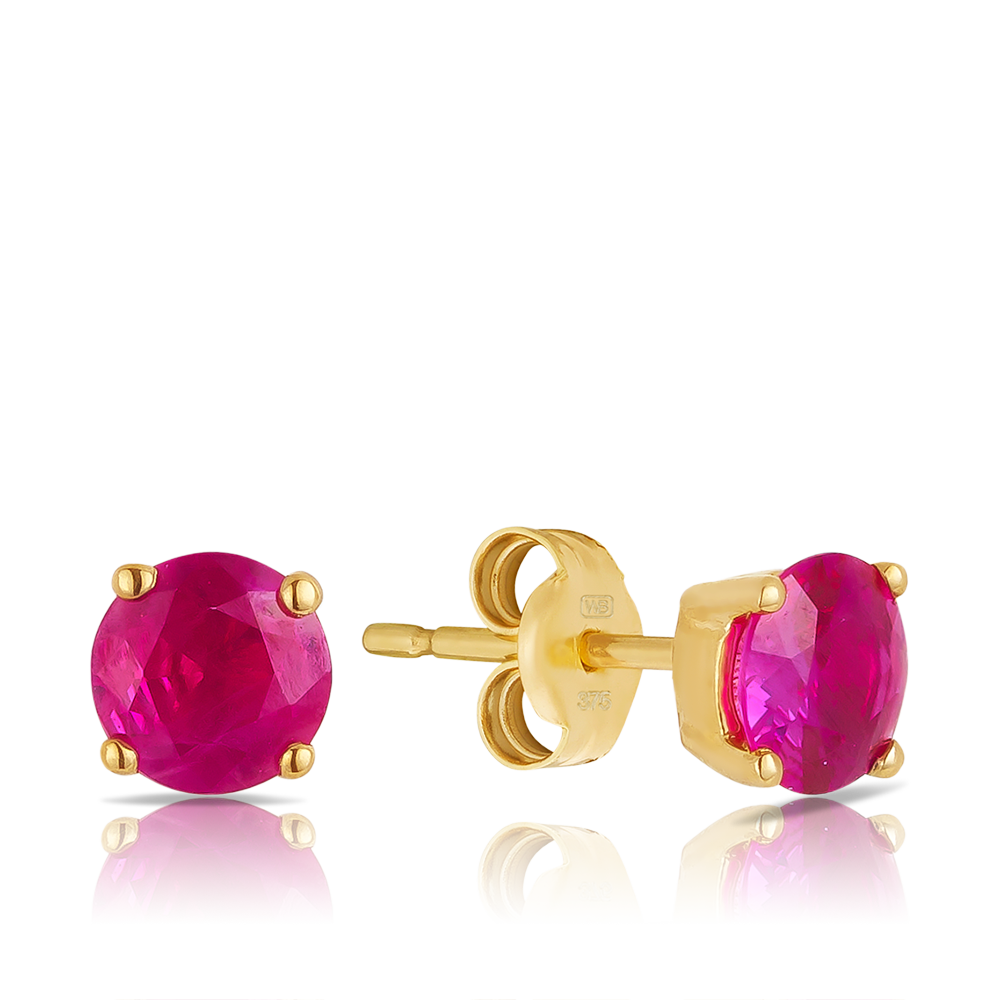 Ruby Stud Earrings in 9ct Yellow Gold
