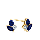 Sapphire & 0.8ct TW Diamond Cluster Earrings in 9ct Yellow Gold
