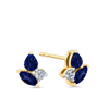 Sapphire & Diamond Cluster Earrings in 9ct Yellow Gold