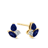 Sapphire & Diamond Cluster Earrings in 9ct Yellow Gold