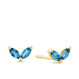 Marquise Cut London Blue Topaz Stud Earrings in 9ct Yellow Gold