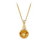 Round Citrine Twist Bezel Set Pendant in 9ct Yellow Gold