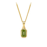Emerald Cut Peridot Twist Bezel Set Pendant in 9ct Yellow Gold