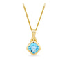 Cushion Cut Swiss Blue Topaz Twist Bezel Set Pendant in 9ct Yellow Gold