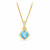 Cushion Cut Swiss Blue Topaz Twist Bezel Set Pendant in 9ct Yellow Gold