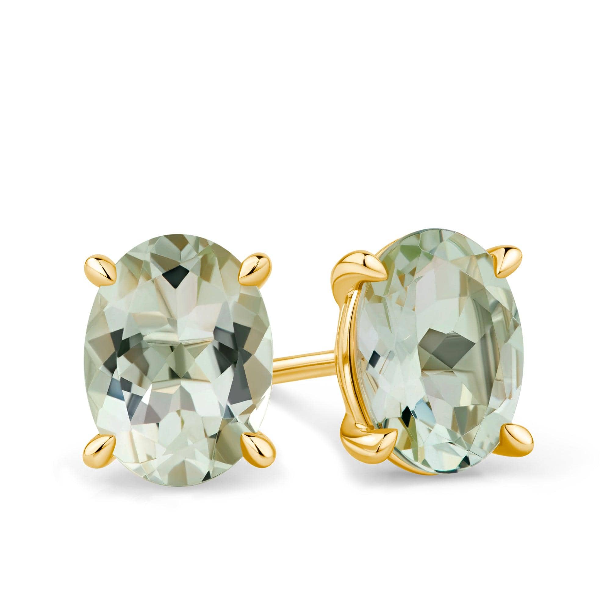 2.40ct TGW Green Amethyst Earrings in 9ct Yellow Gold