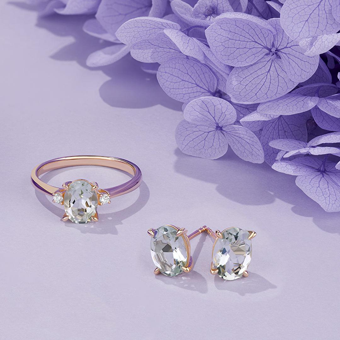 2.40ct TGW Green Amethyst Earrings in 9ct Yellow Gold