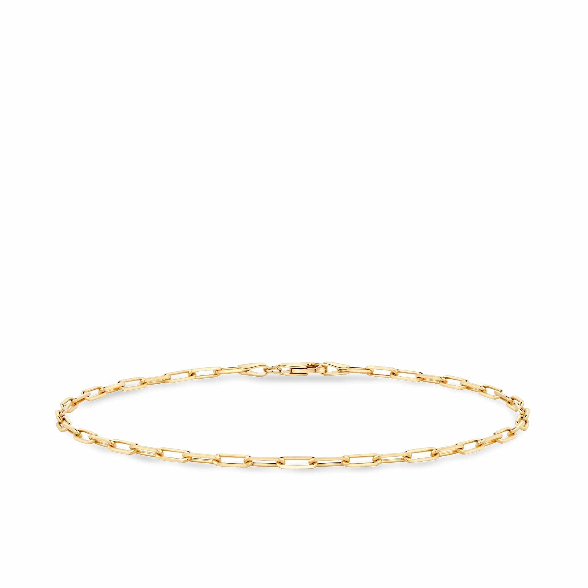 9ct Polished Yellow Gold Paperclip Shape Anklet