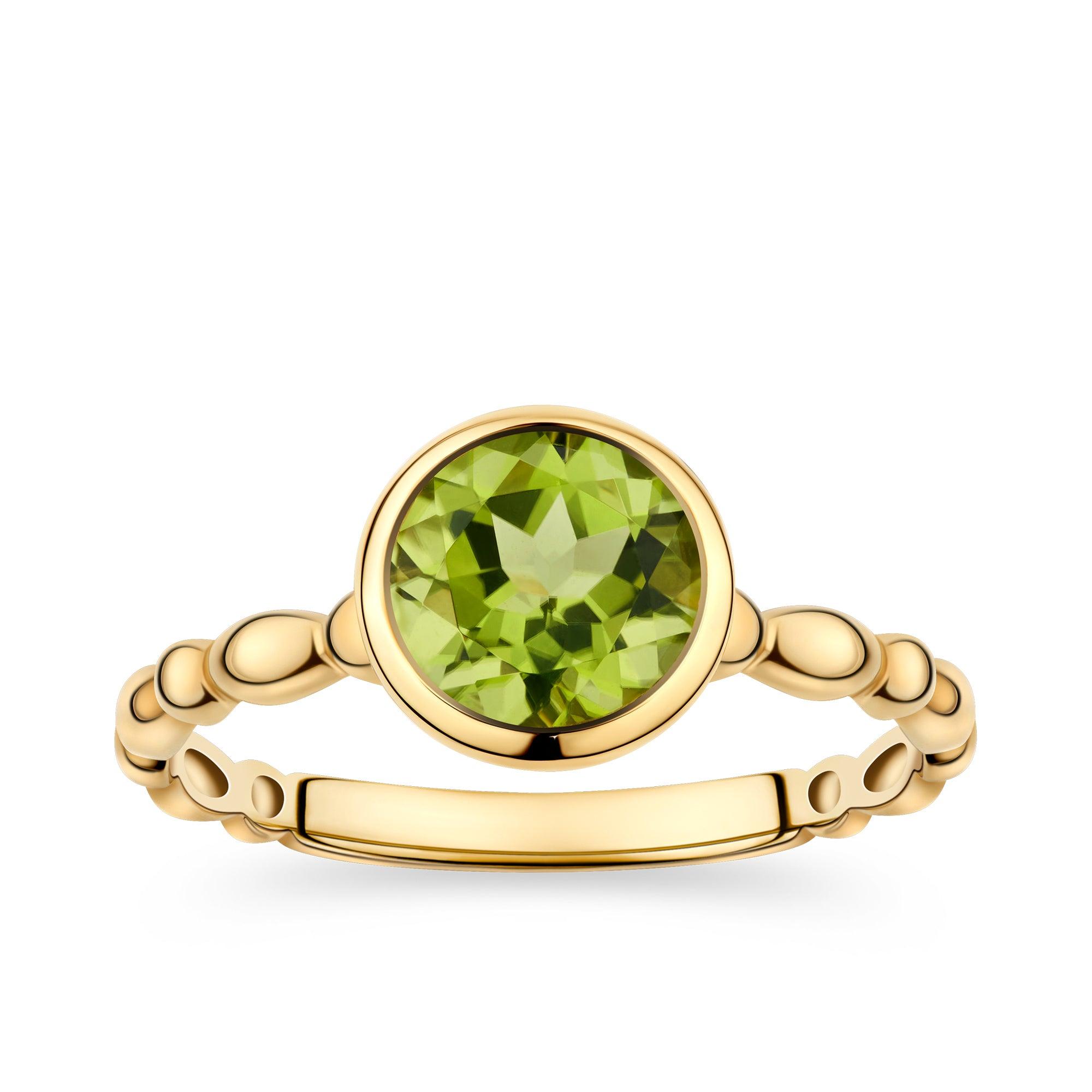 9ct Yellow Gold Ball Pattern Peridot Ring