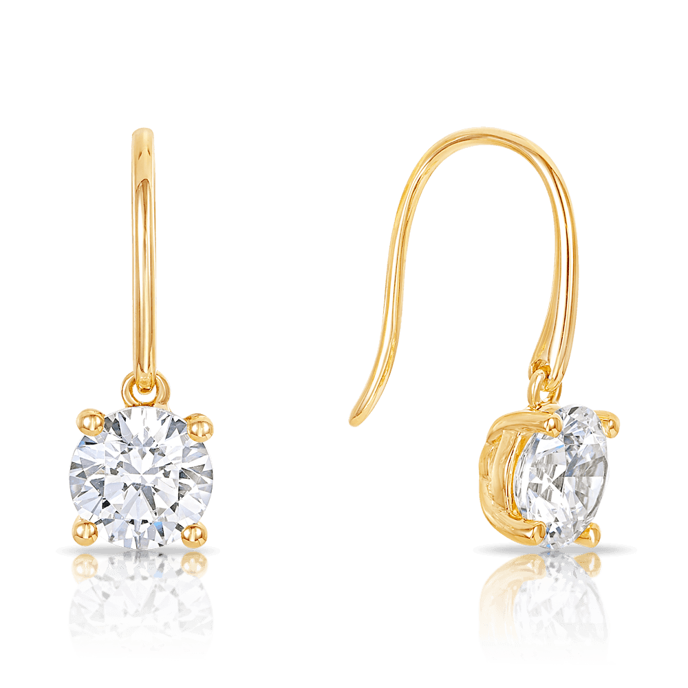 9ct Yellow Gold Cubic Zirconia Earrings - Wallace Bishop