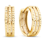 9ct Yellow Gold Diamond Cut Finish Huggies Earrings