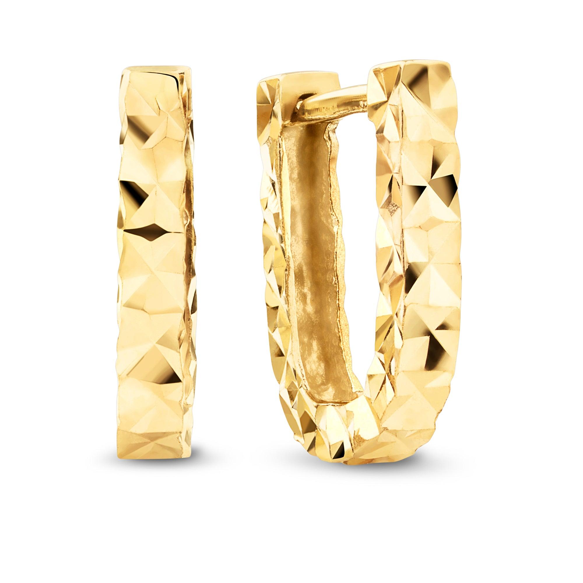 Petite Oval Shape Huggies Earrings in 9ct Yellow Gold