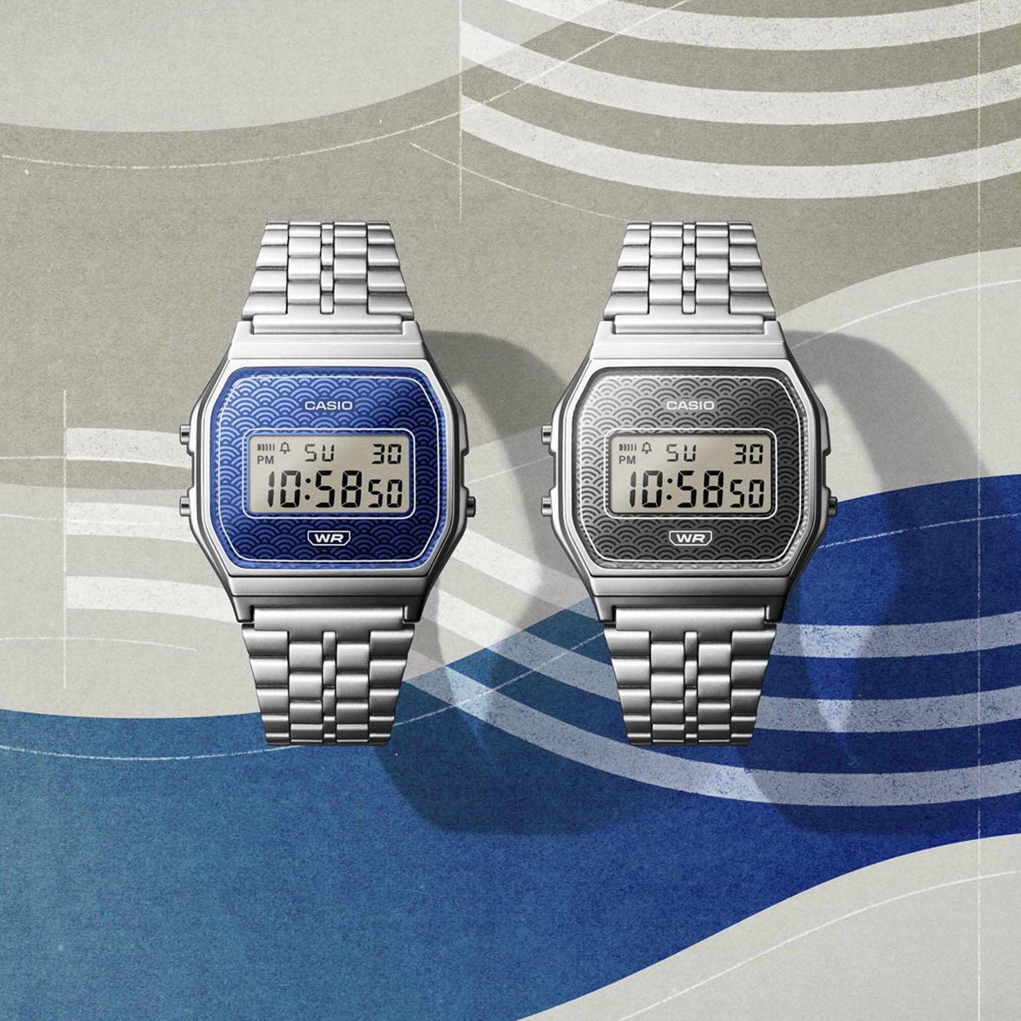 Casio Vintage watches with Seigaiha wave dial
