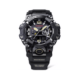 Casio G-SHOCK Mudmaster GWG-B1000-1A solar watch with black resin band, analogue digital display, triple sensor technology, and mud-resistant design.