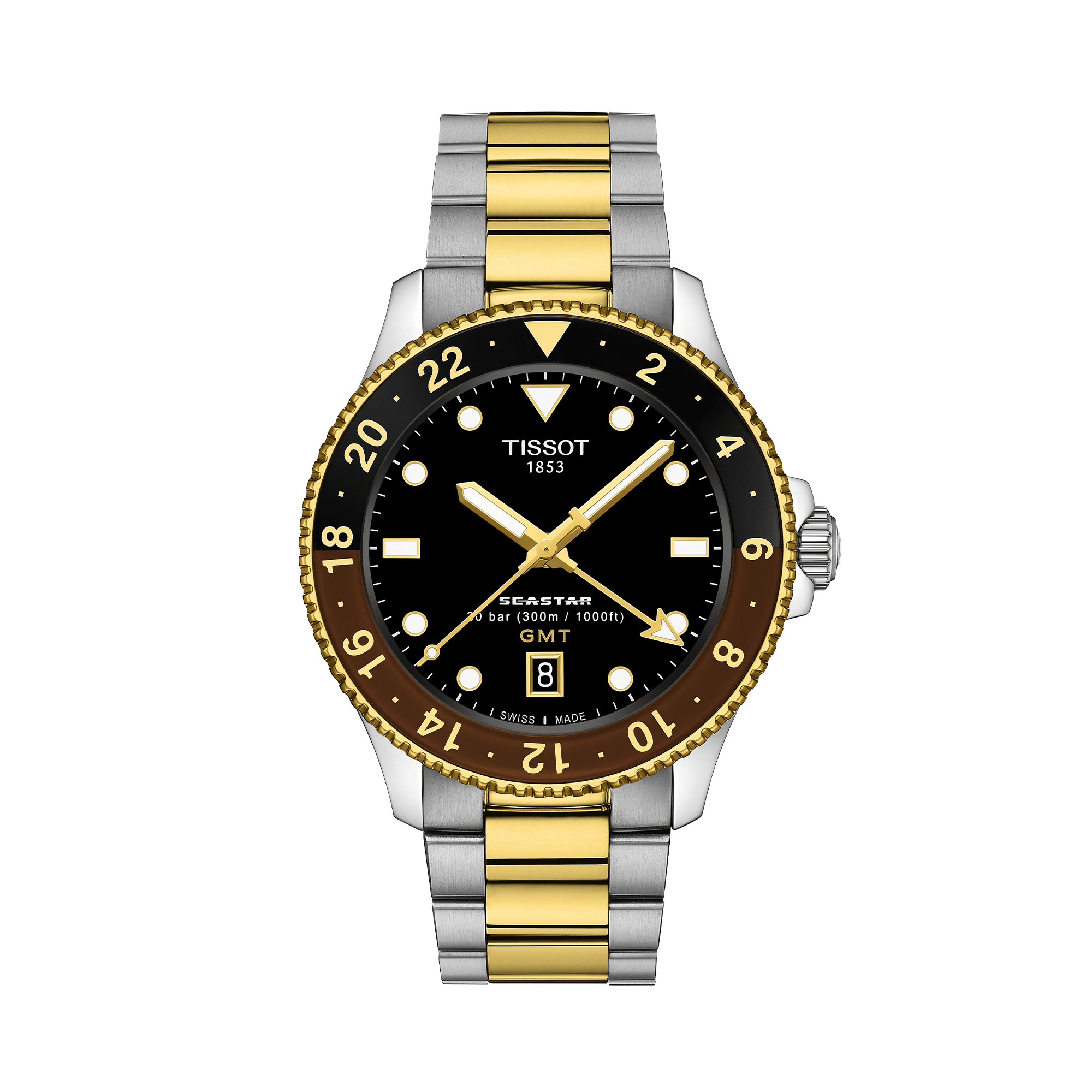 Tissot Seastar Men's 40mm Stainless Steel & Yellow IP Quartz GMT Watch T120.852.22.051.00