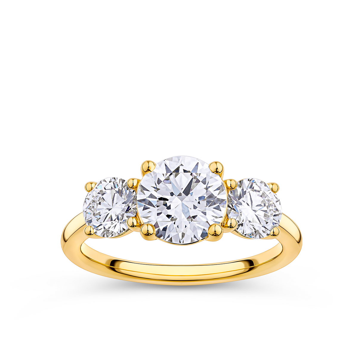 Everlasting 2.50ct TW Round Brilliant Trilogy Lab-Grown Diamond Engagement Ring in 18ct Yellow Gold