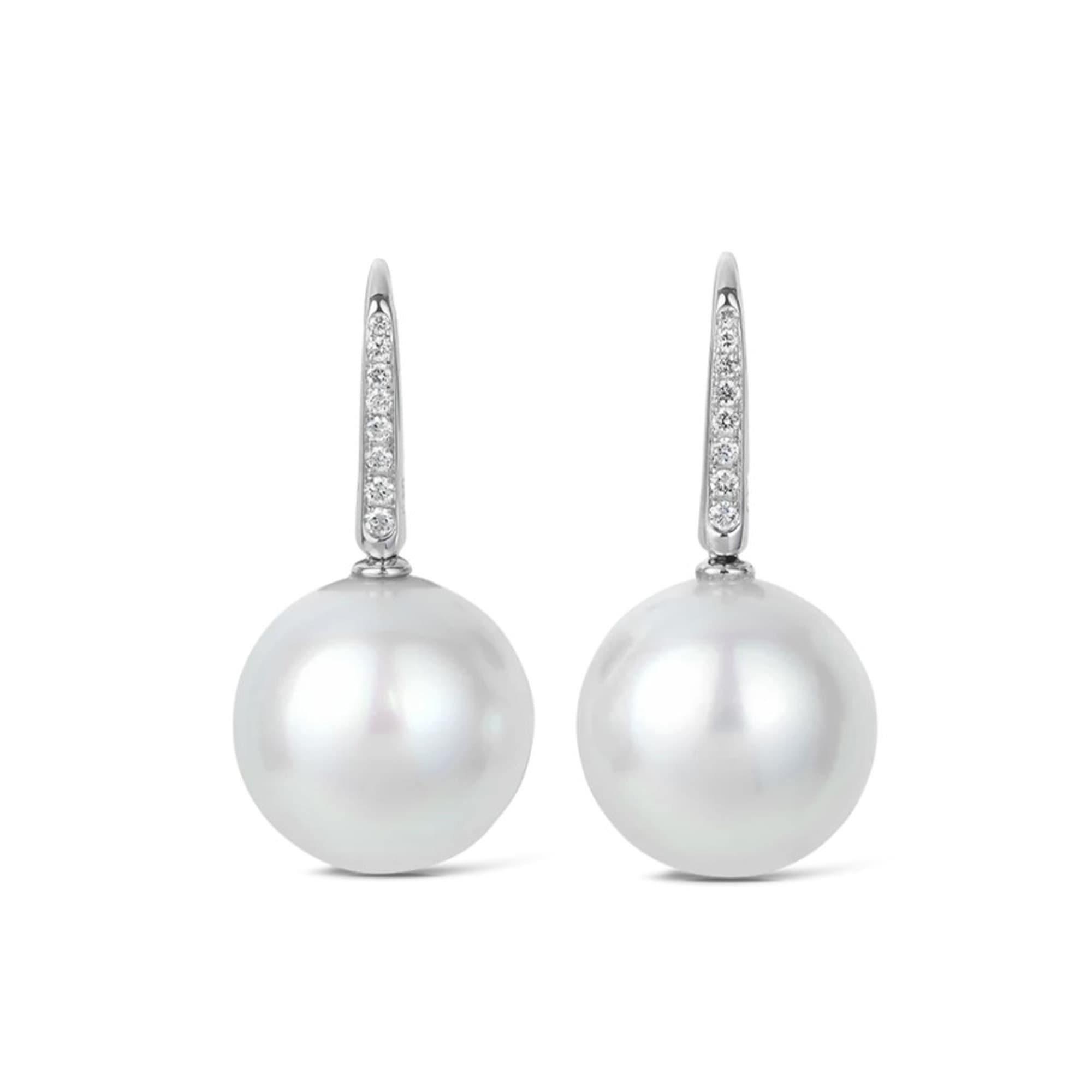 South Sea Pearl and Diamond Earrings in 18ct White Gold