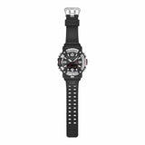 Casio G-SHOCK Mudmaster GGB100XM-1A analogue digital watch with black carbon fibre bezel, rugged resin band, and mud-resistant outdoor design.