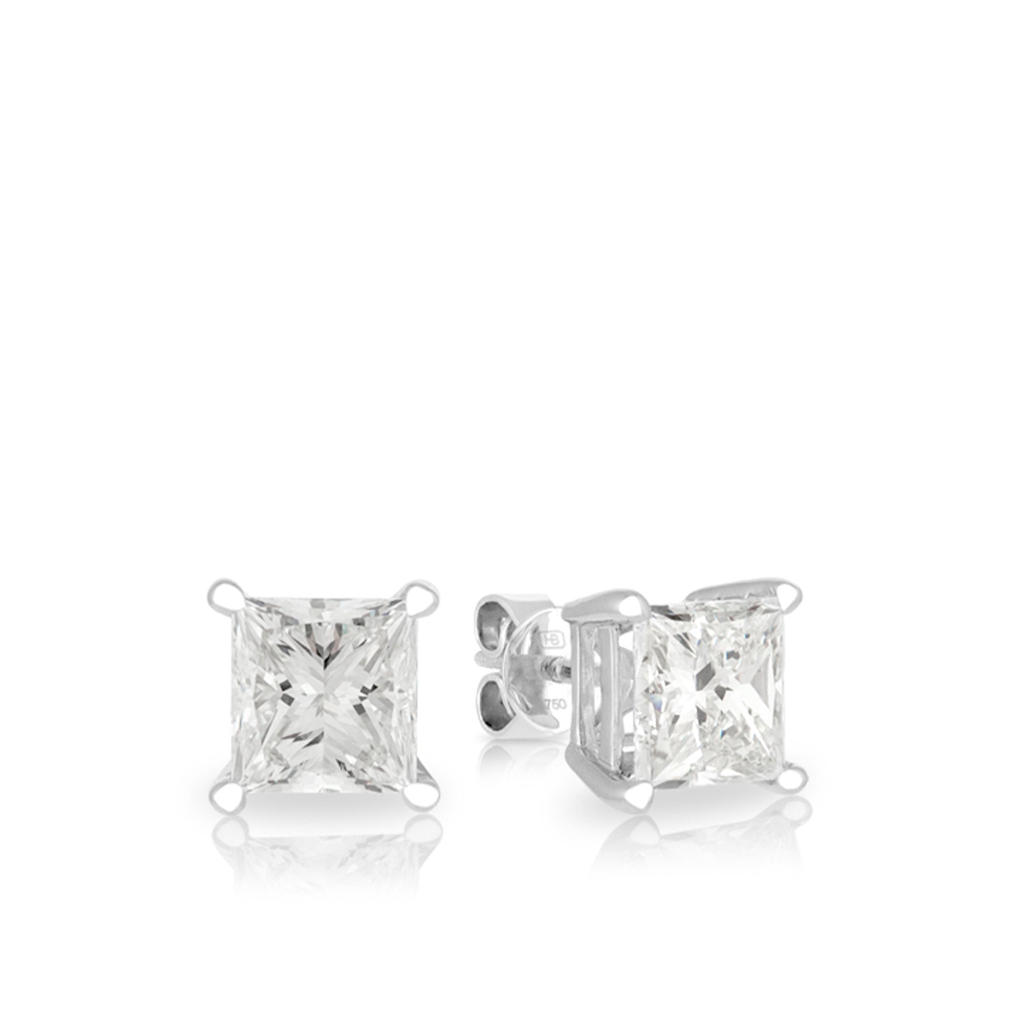 4.00ct Princess Cut Diamond Earrings in 18ct White Gold