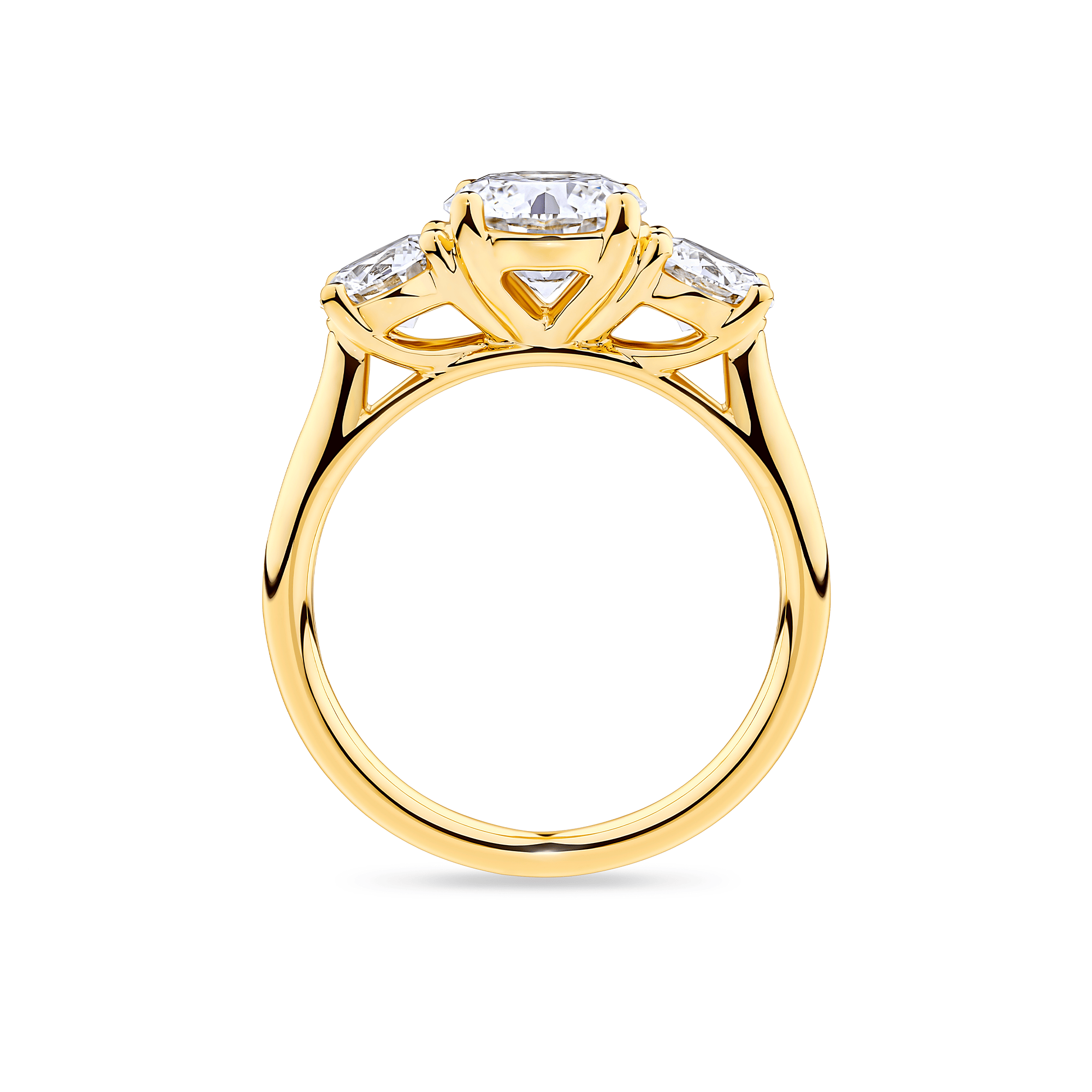 Everlasting 2.50ct TW Round Brilliant Trilogy Lab-Grown Diamond Engagement Ring in 18ct Yellow Gold