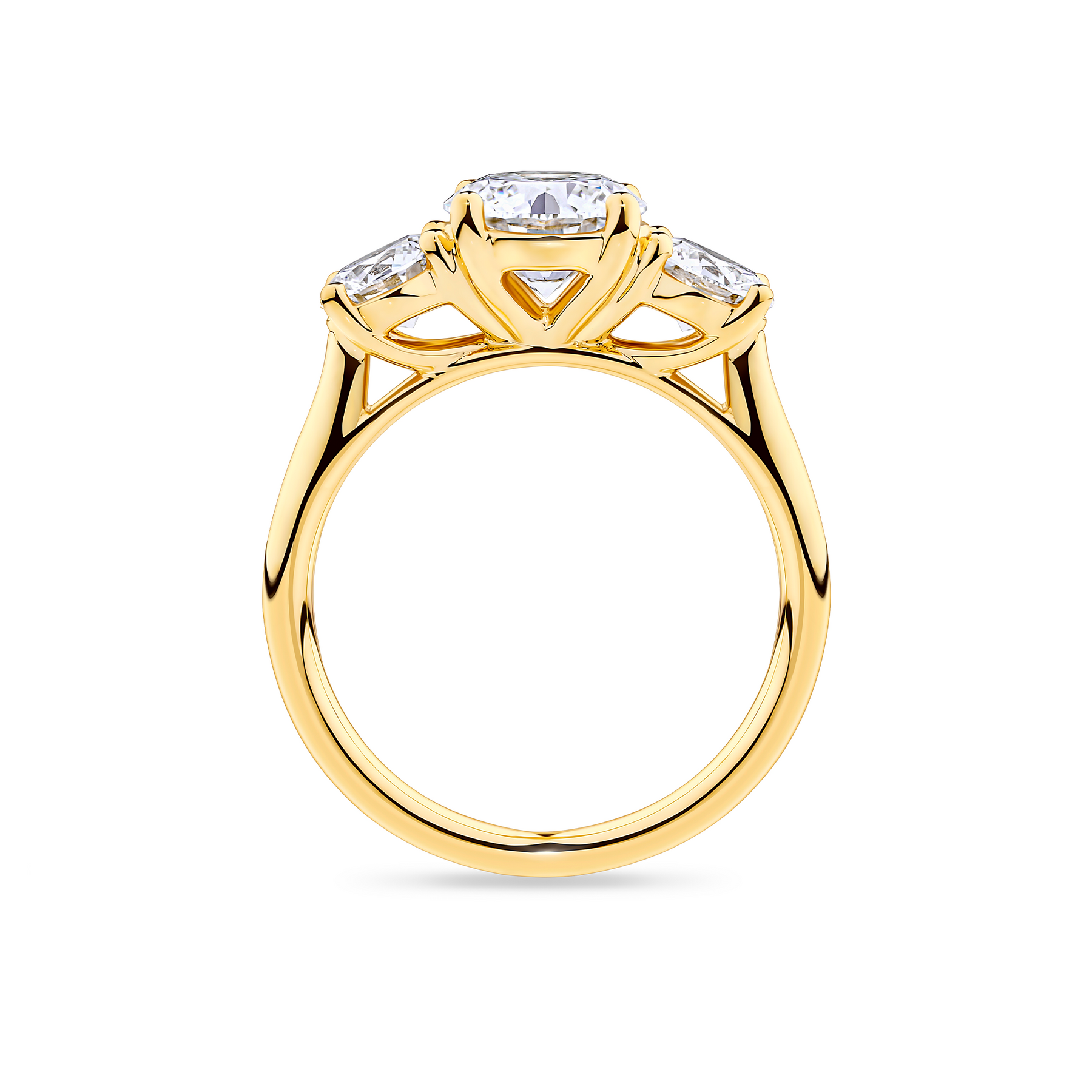 Everlasting 2.50ct TW Round Brilliant Trilogy Lab-Grown Diamond Engagement Ring in 18ct Yellow Gold