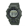 Casio G-SHOCK GD010-3D digital watch featuring green bio-based resin band and case, LCD display, LED backlight, and shock-resistant design.