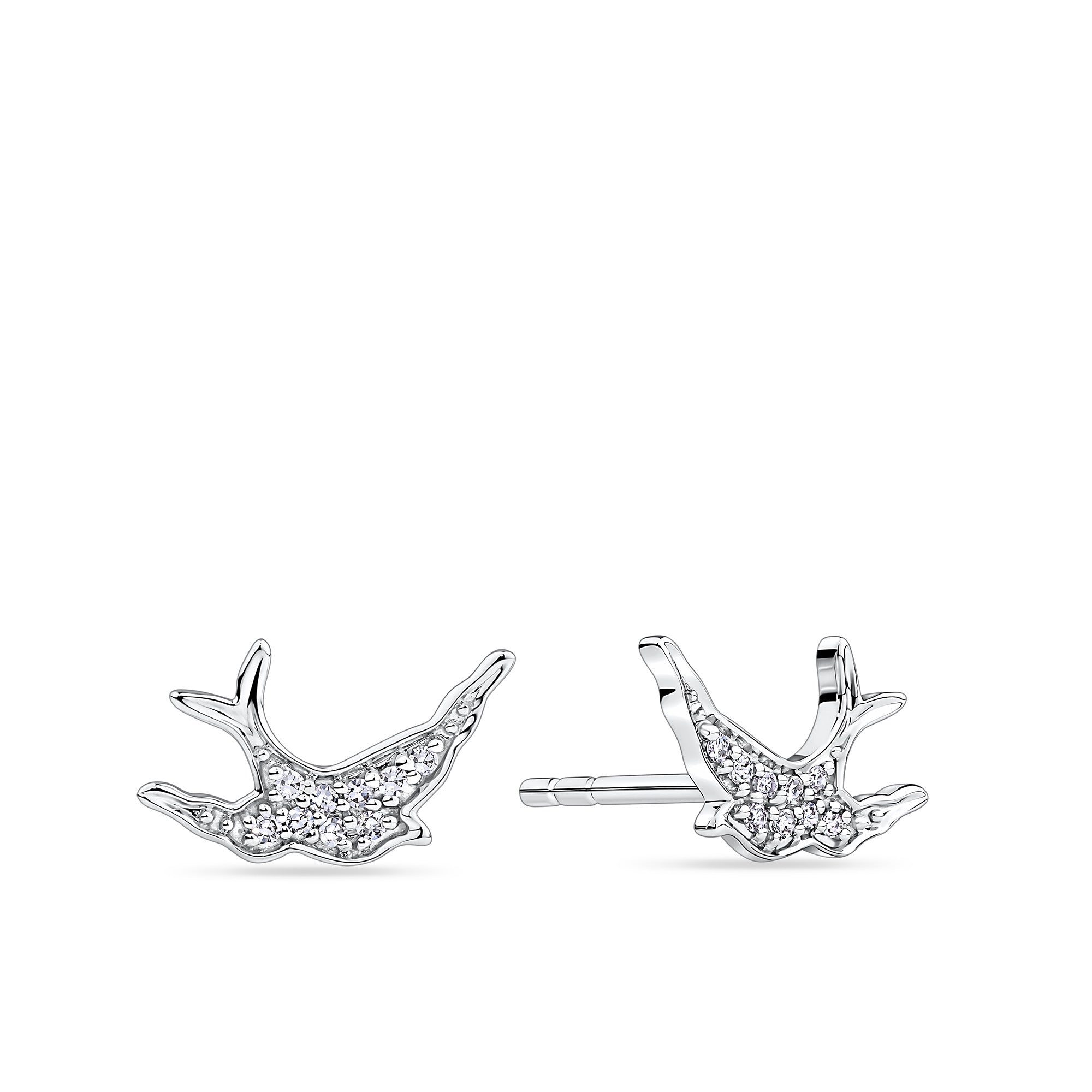 Bluebird of Happiness Diamond Earrings in 9ct White Gold