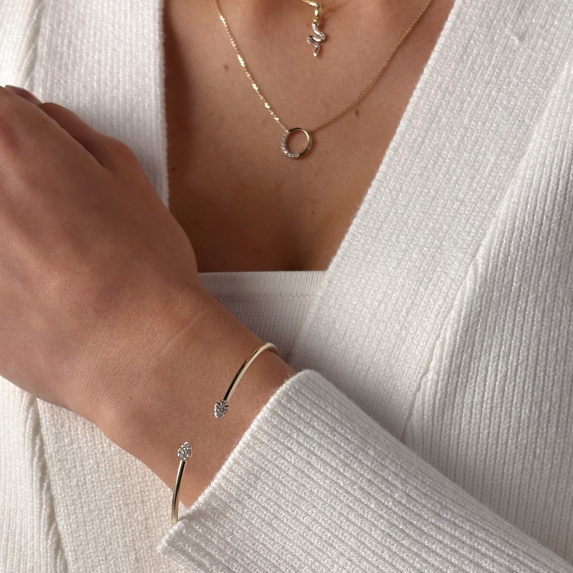 0.15ct TDW Diamond Pave Flexi Bangle in 9ct Yellow Gold