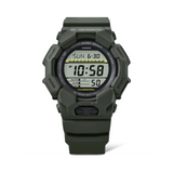 Casio G-SHOCK GD010-3D digital watch featuring green bio-based resin band and case, LCD display, LED backlight, and shock-resistant design.