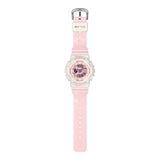 Casio BABY-G BA110PD-4A analogue digital watch with pink resin band, rose gold dial accents, and shock-resistant oversized design.