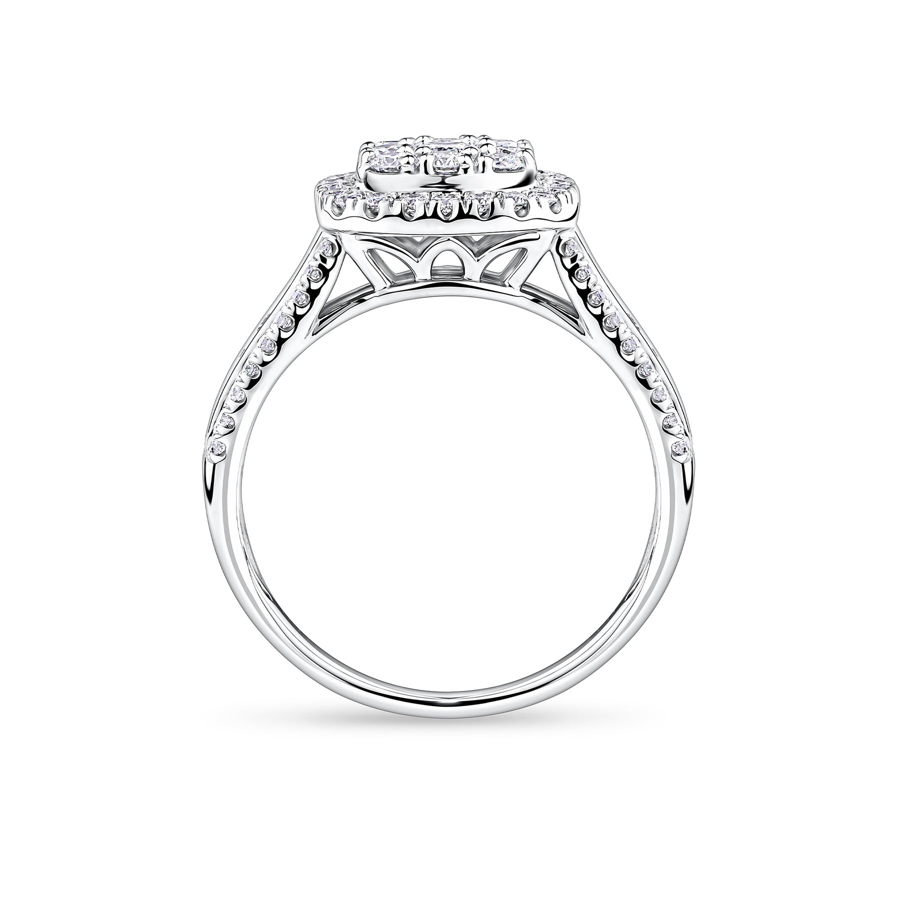 Everlasting 1.00ct TW Princess Lab-Grown Diamond Double Halo Engagement Ring in 9ct White Gold