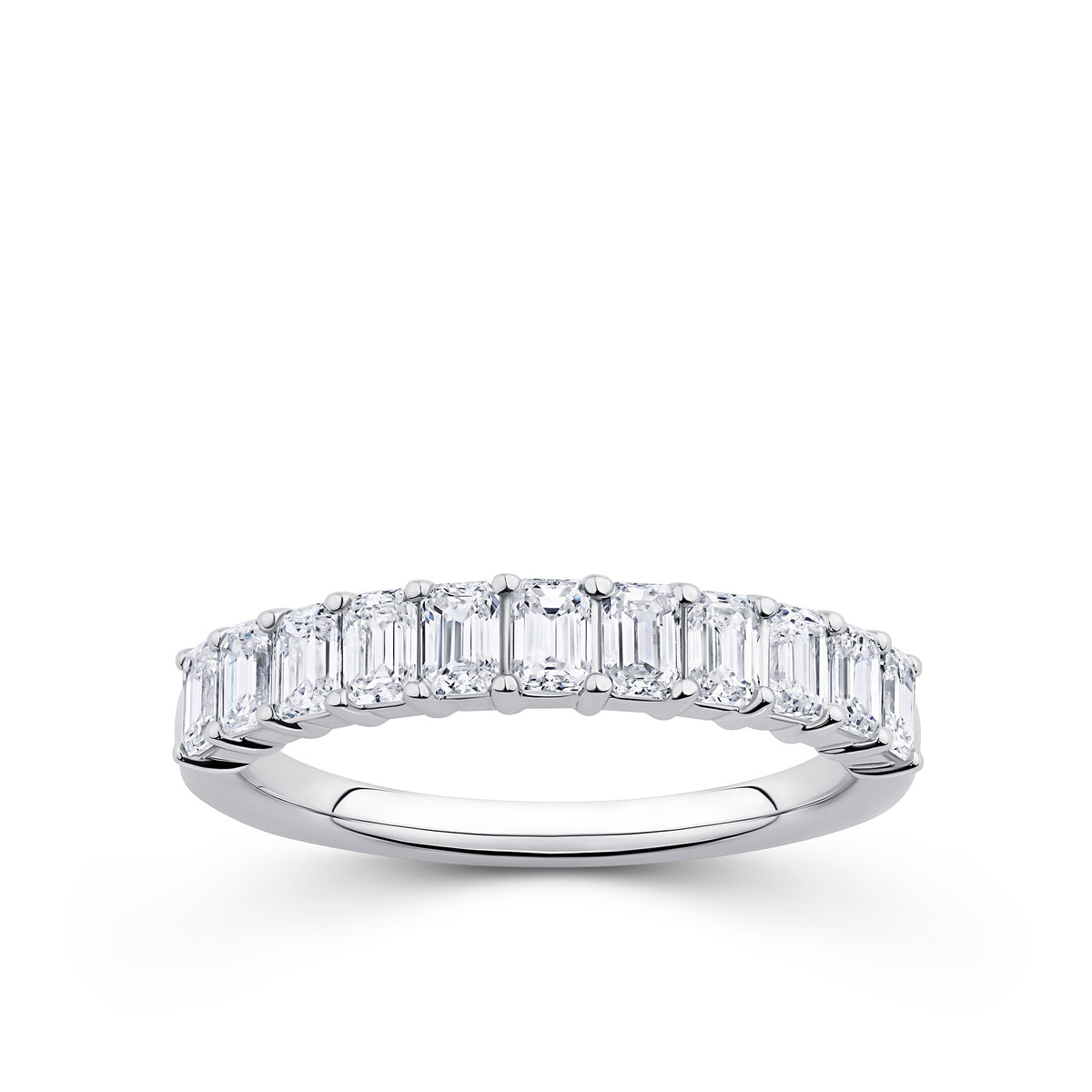 Everlasting 1.11ct TW Emerald Cut Lab-Grown Diamond Half Eternity Wedding Band in 18ct White Gold