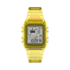 The Q Timex LCA x Fortnite TW2W96600 features a yellow digital-analog display with Fortnite Victory Crown and Supply Llama motifs. The Fortnite logo sits at the top of the translucent lens.
