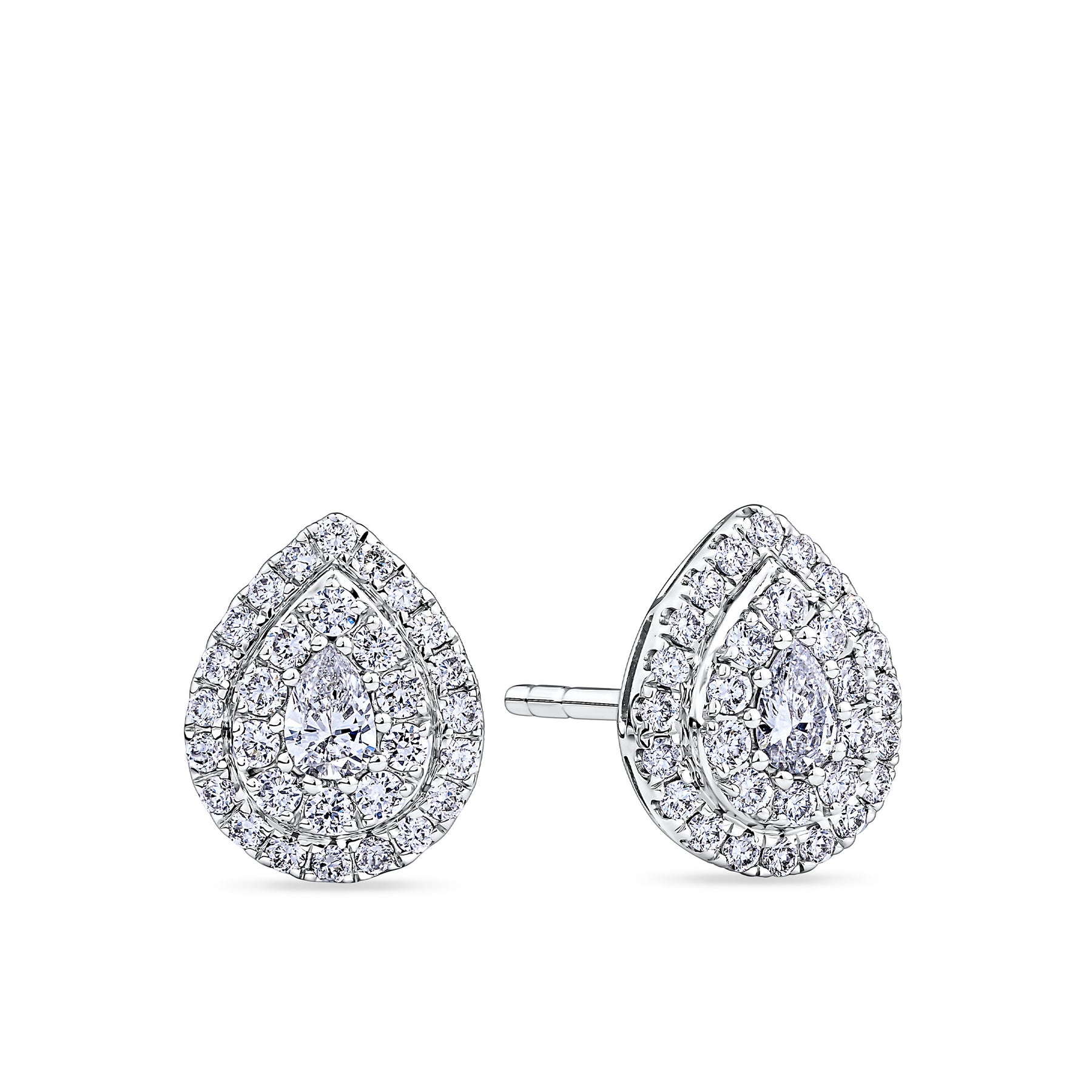 Everlasting 0.50ct TW Lab Grown Diamond Pear Cut Double Halo Earrings in 9ct White Gold