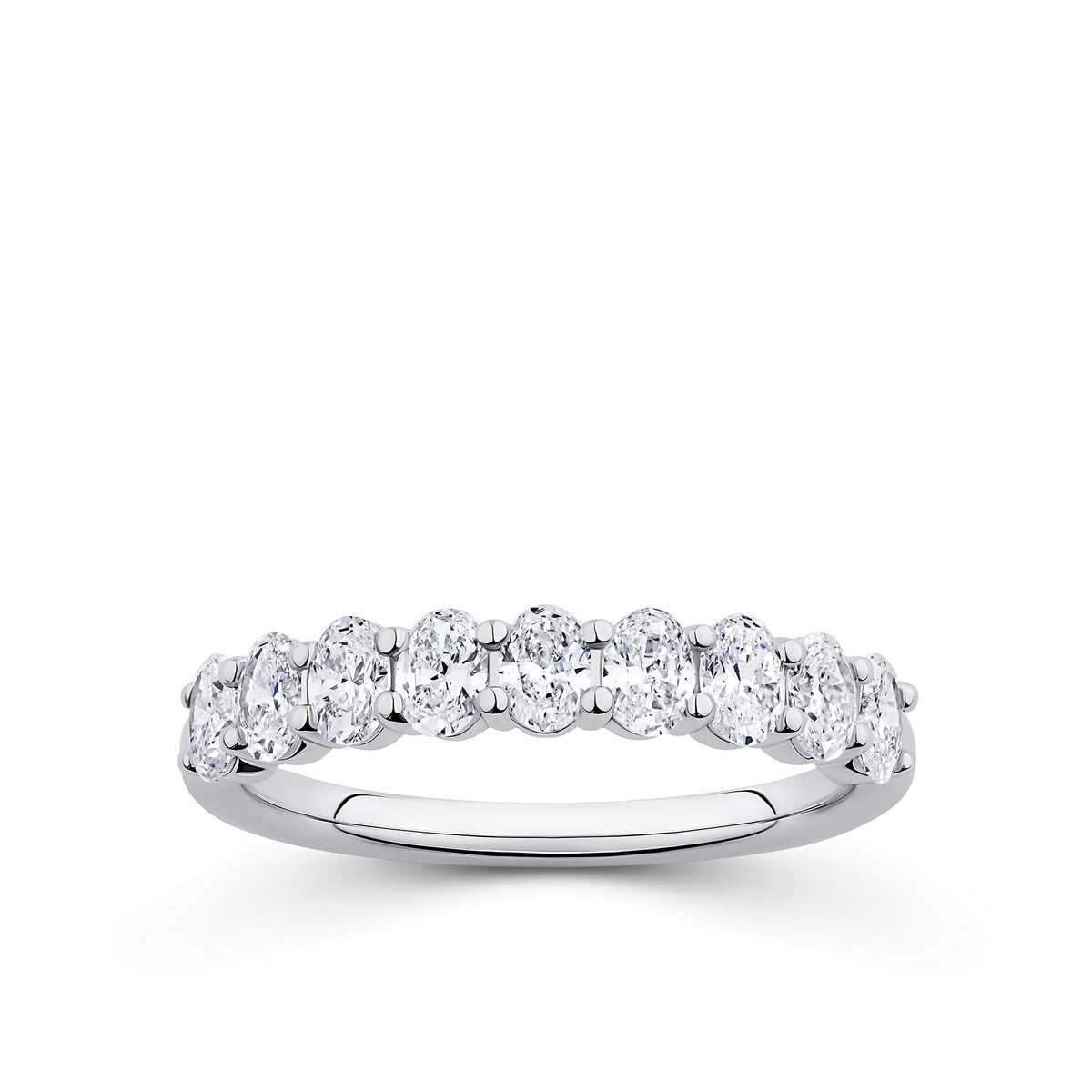 Everlasting 0.90ct TW Oval Lab-Grown Diamond Half Eternity Wedding Band in 18ct White Gold
