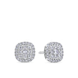 Everlasting 0.50ct TW Princess Lab-Grown Diamond Double Halo Earrings in 9ct White Gold