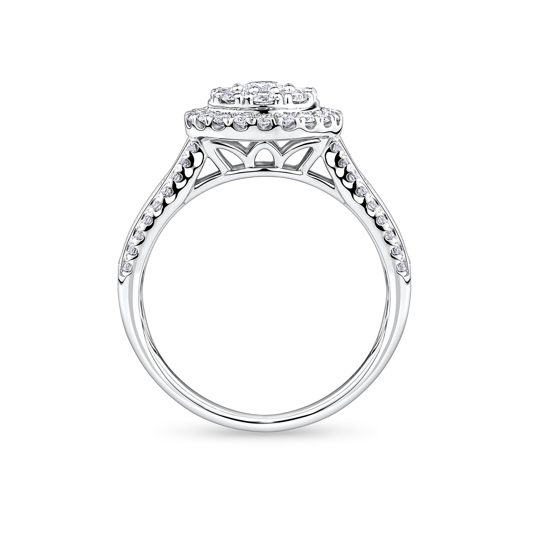 Everlasting 1.00ct TW Round Brilliant Lab-Grown Diamond Double Halo Engagement Ring in 9ct White Gold