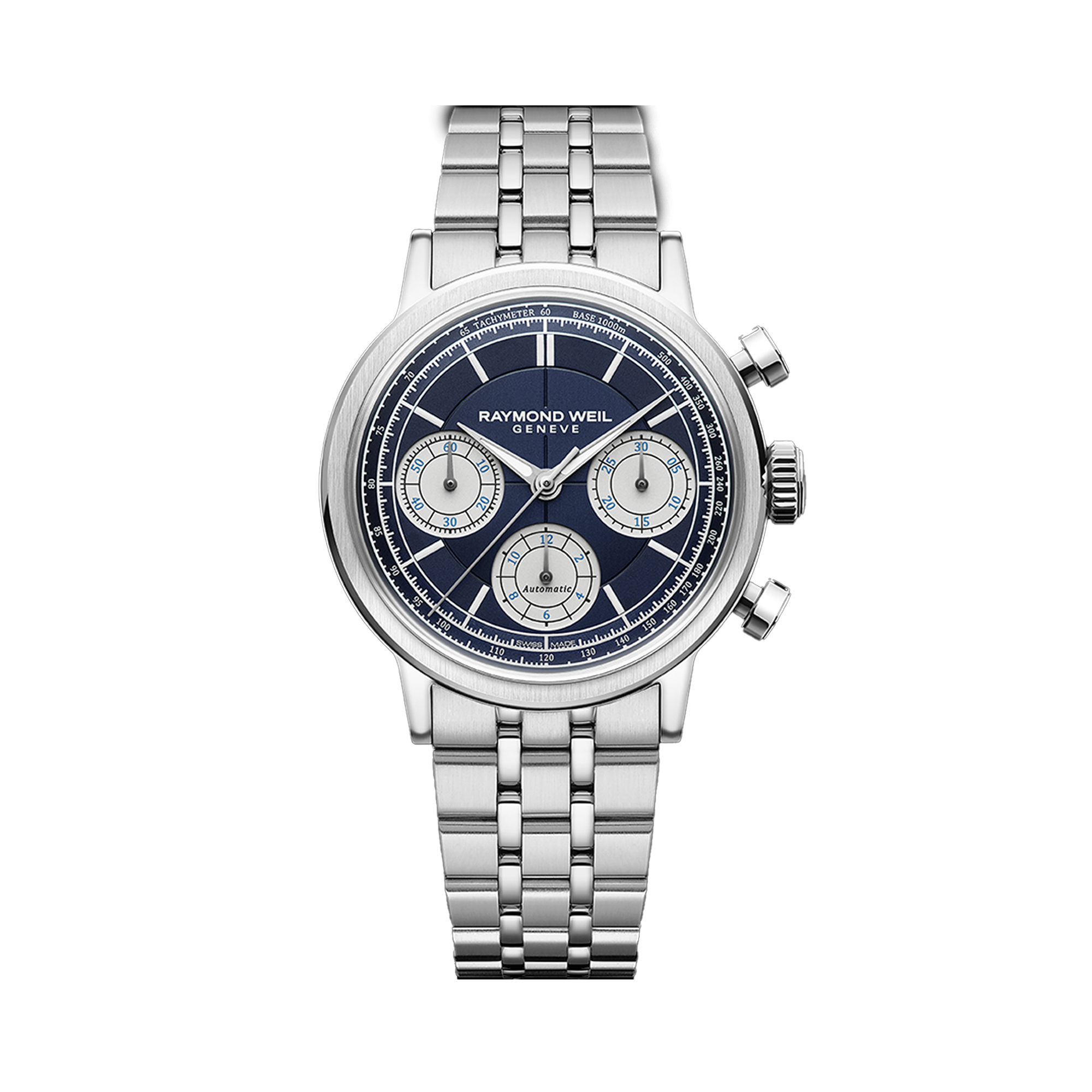 Raymond Weil Millesime Men's 39.50mm Blue Automatic Chronograph Watch 7765-ST-50651