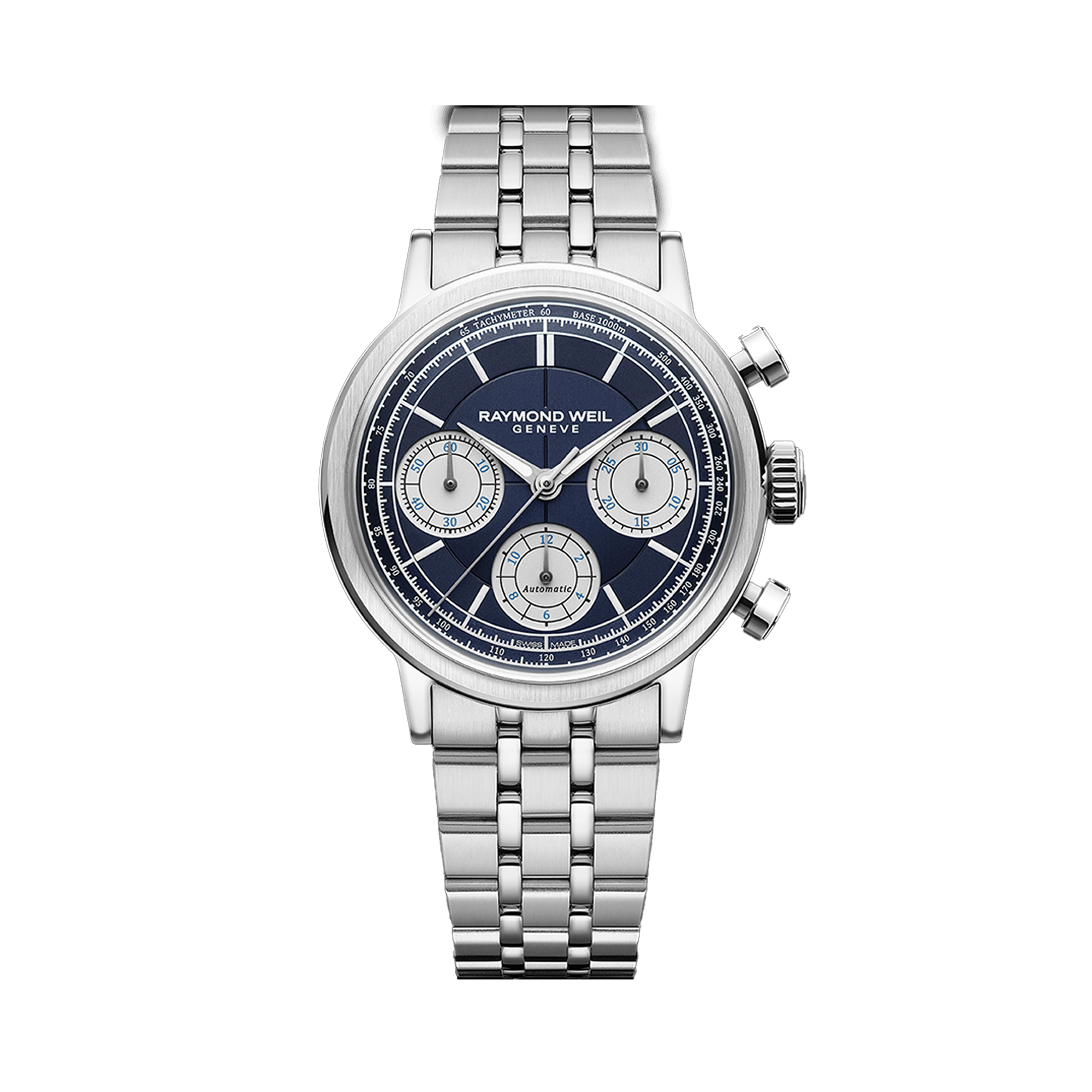 Raymond Weil Millesime Men's 39.50mm Blue Automatic Chronograph Watch 7765-ST-50651