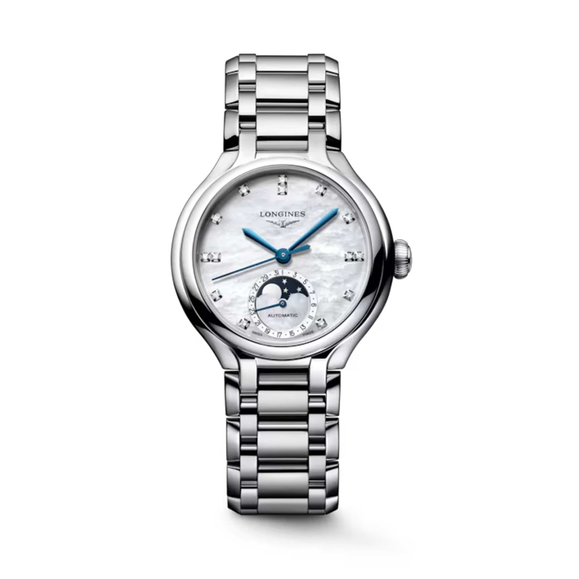 Longines PrimaLuna Automatic Moon Phase Men's 34mm Watch L8.126.4.87.6