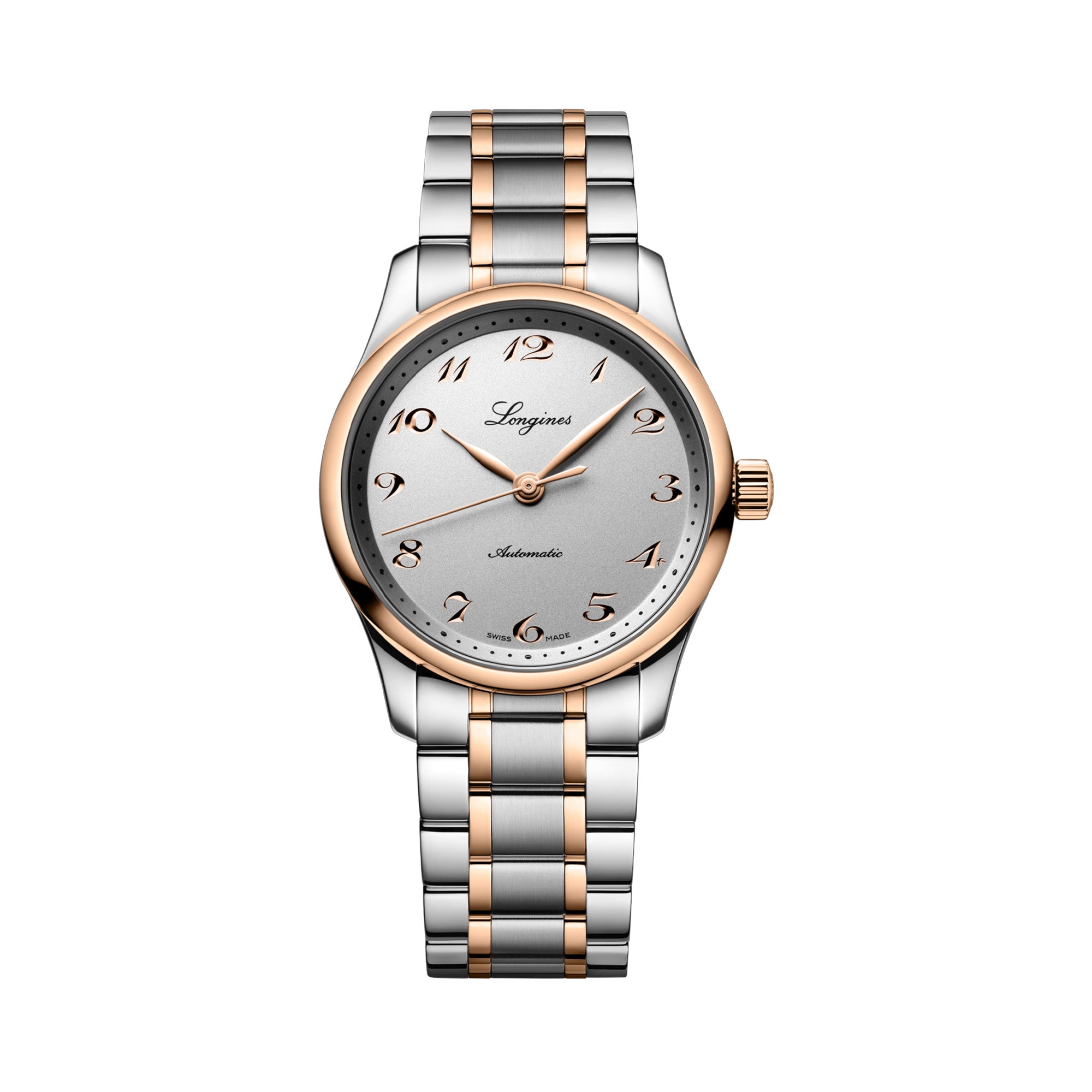 Longines watch with silver and rose gold band