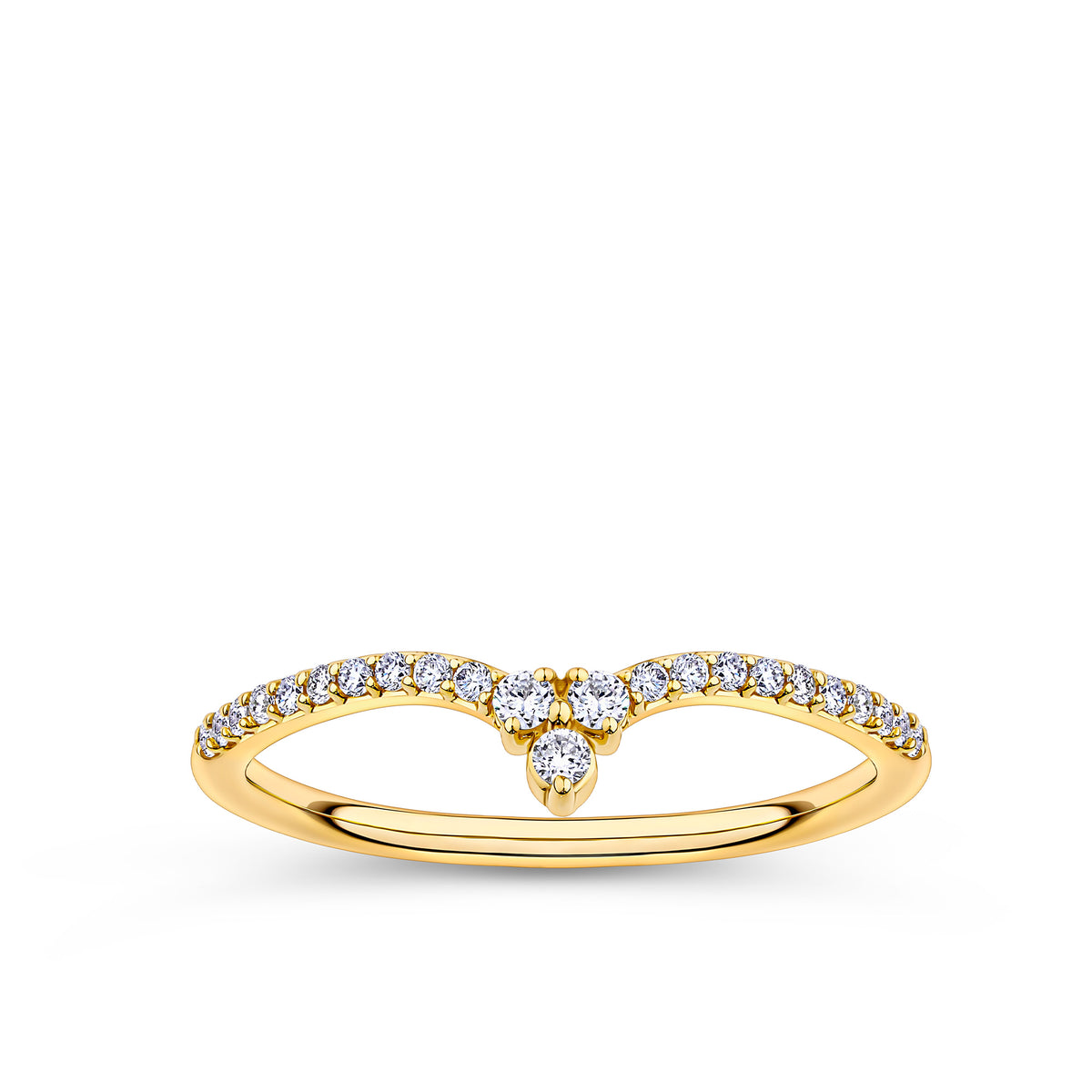 Everlasting Promise 0.15ct TW Round Brilliant Trilogy Lab-Grown Diamond Chevron Ring in 9ct Yellow Gold
